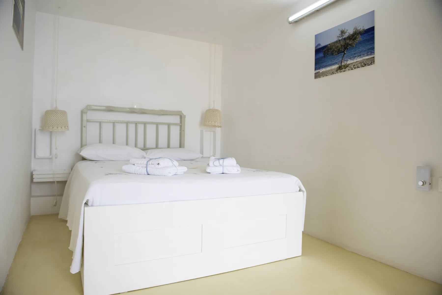The French double bed in The Studio, Kythnos